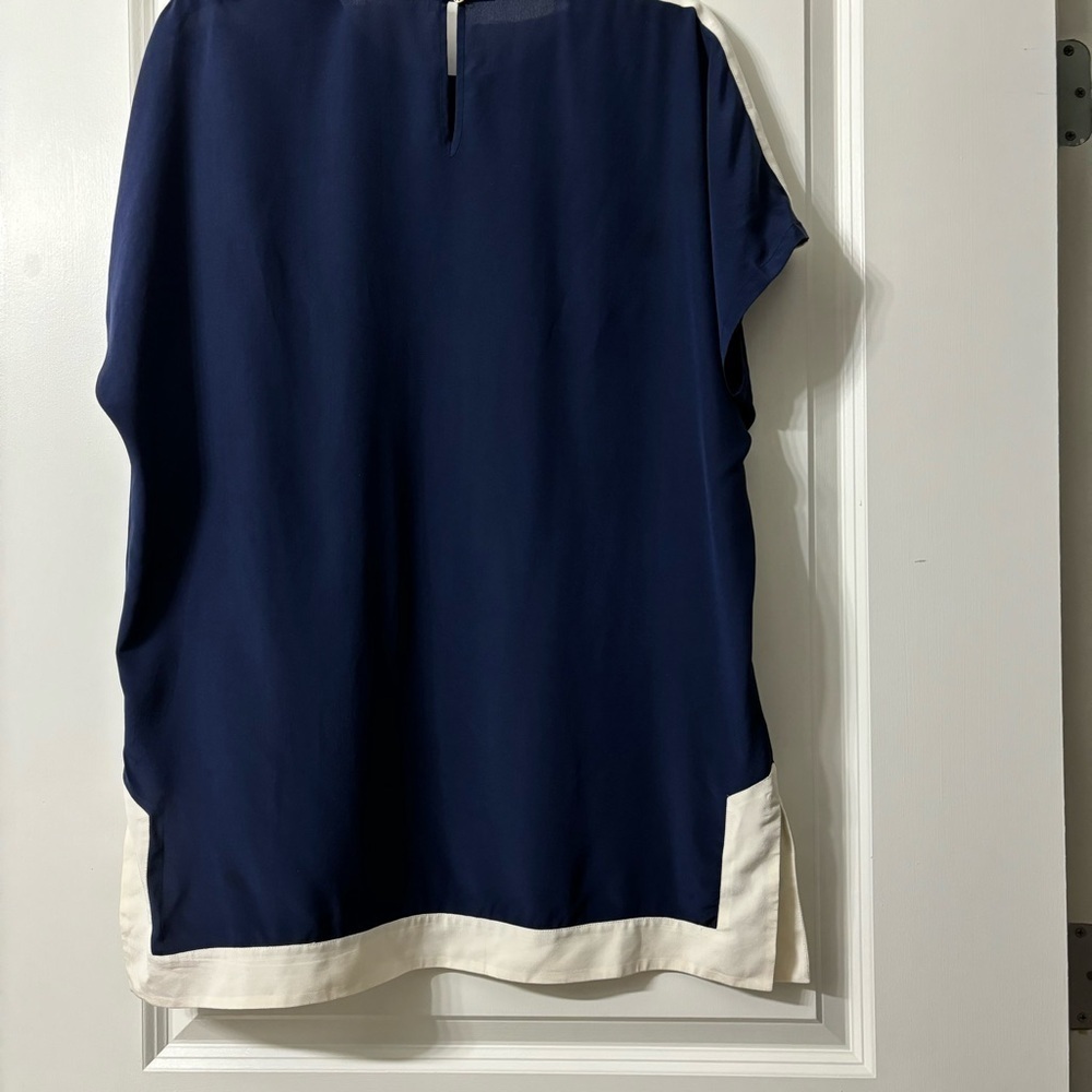 Tory Burch silk tunic oversized small top coastal grandma grandmillennial office